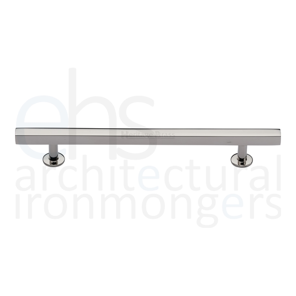 C4760 160-PNF • 160 x 223 x 11 x 19 x 32mm • Polished Nickel • Heritage Brass Square Bar Round Foot Cabinet Pull Handle
